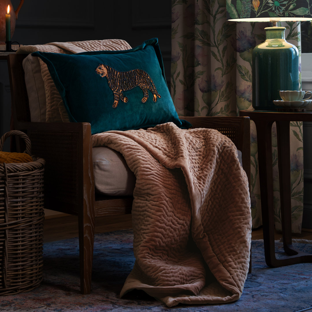 Voyage Maison Haze Velvet Throw Dark Orange 140cm W X 220cm L